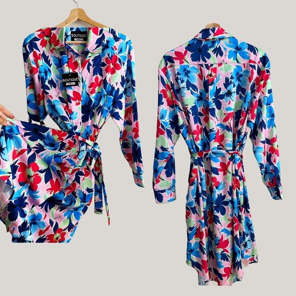 Boutique Moschino Floral Button-Up Shirt Dress Size 42 IT $455 MSRP - Picture 8 of 10